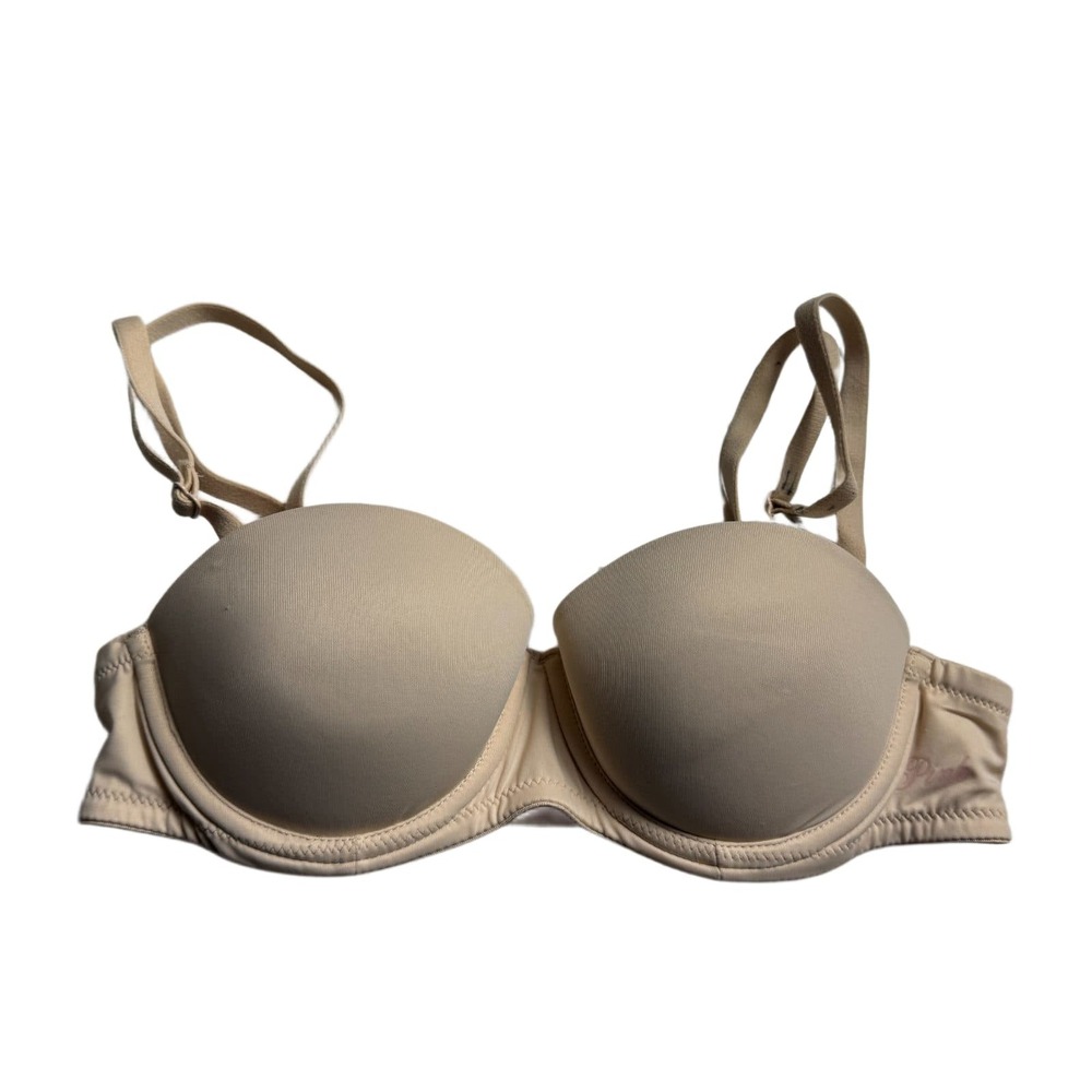 Victoria's Secret PINK Push Up Bra 32A Nude Beige Underwire Lined Padded NWT